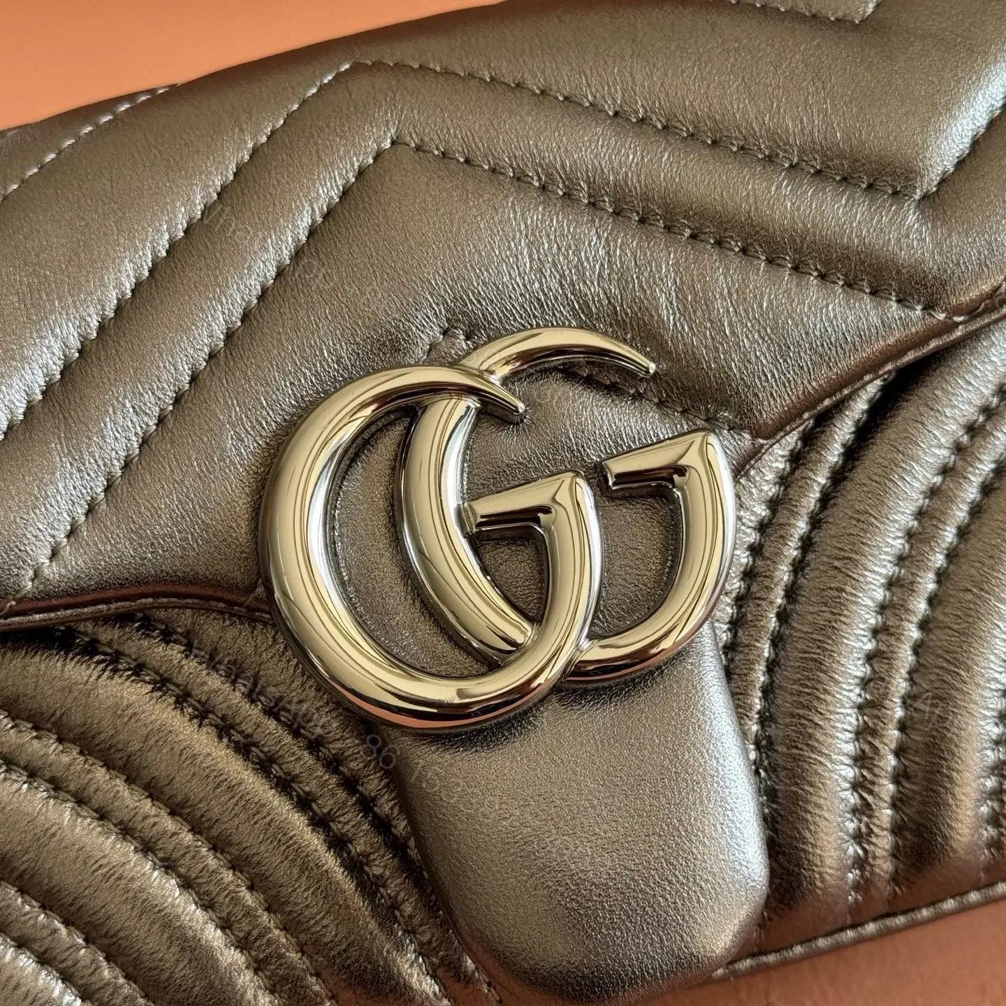 View 4 of GUCCI GG MARMONT BAG 22 IN WARM GRAY BROWN LAMBSKIN