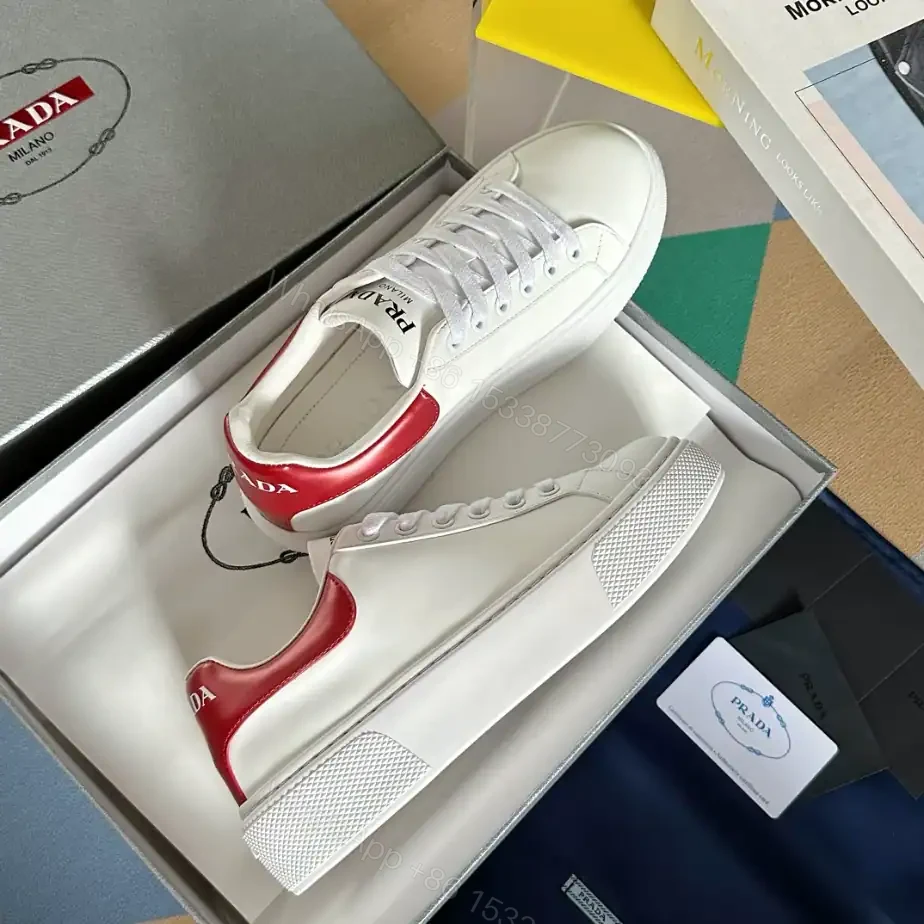 View 2 of PRADA MACRO RE-NYLON AND BRUSHED LEATHER SNEAKERS – PRD063