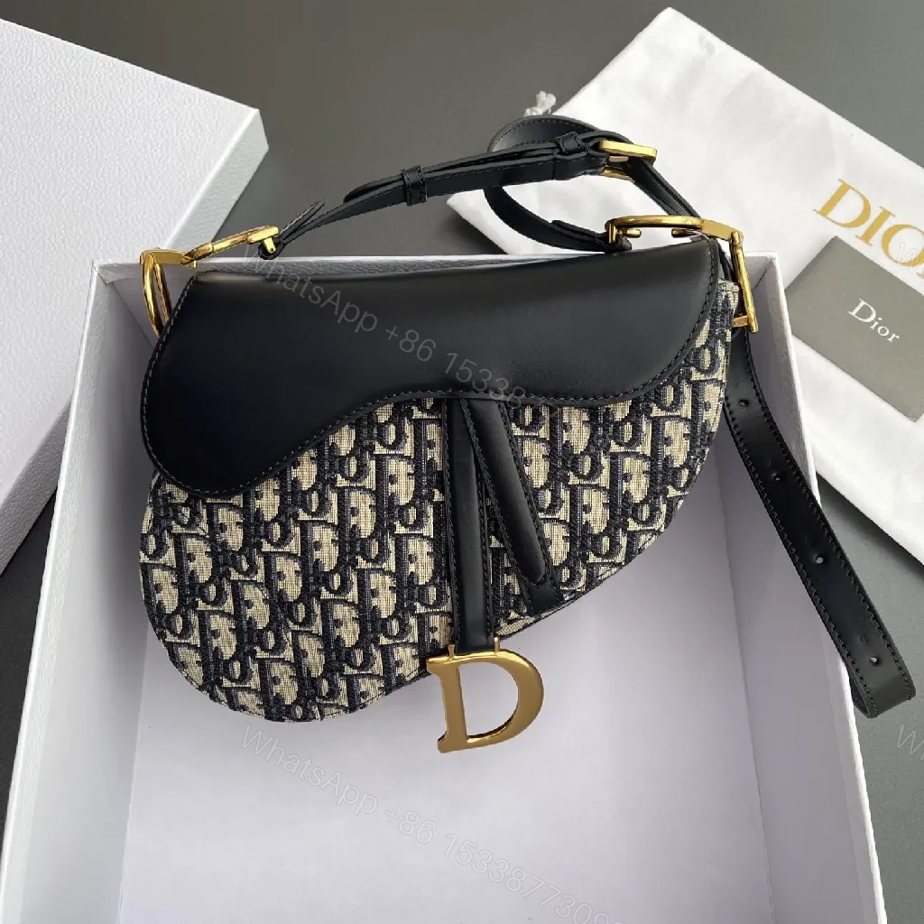 Chic Saddle Bag: Monogram Jacquard, Leather Trim, Gold Hardware, Everyday Versatility — view 1