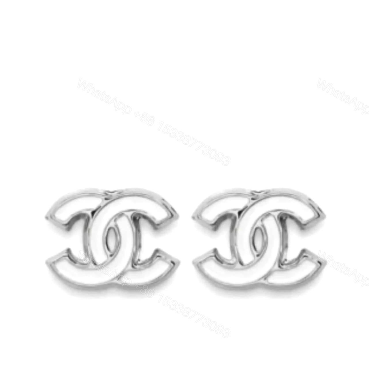 CHANEL 25S EARRINGS WHITE SILVER METAL ABF565 B20465 U0776 — view 1