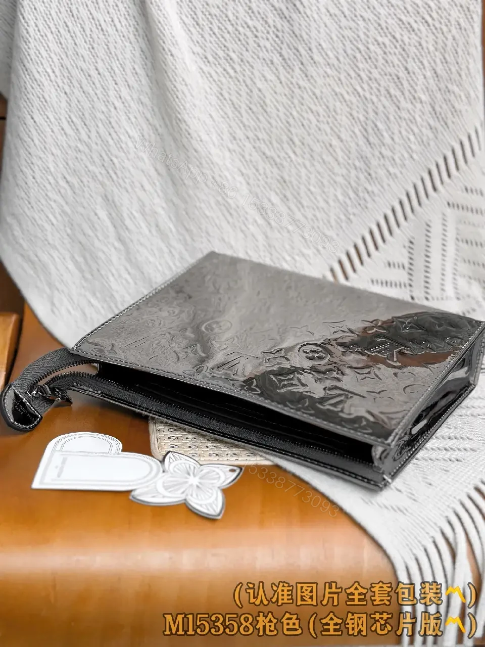 View 5 of Gunmetal Monogram Luxe Wallet: Glossy Coated Canvas, Bi-Fold