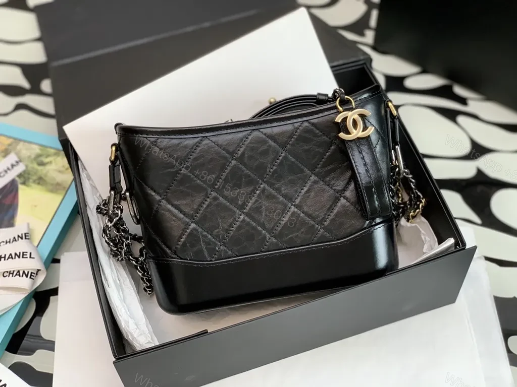 Chanel-Inspired Quilted Black Leather Crossbody: Refined Shine — view 1