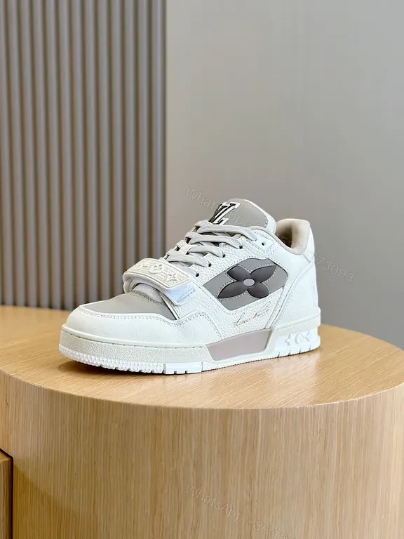 View 5 of White & Gray LV-Inspired Runner: Luxe Texture, Bold Details Sneaker