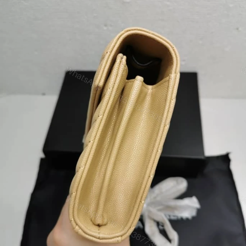 View 5 of Saint Laurent Cassandre Matelassé Chain Wallet In Grain De Poudre Embossed Beige 22Cm
