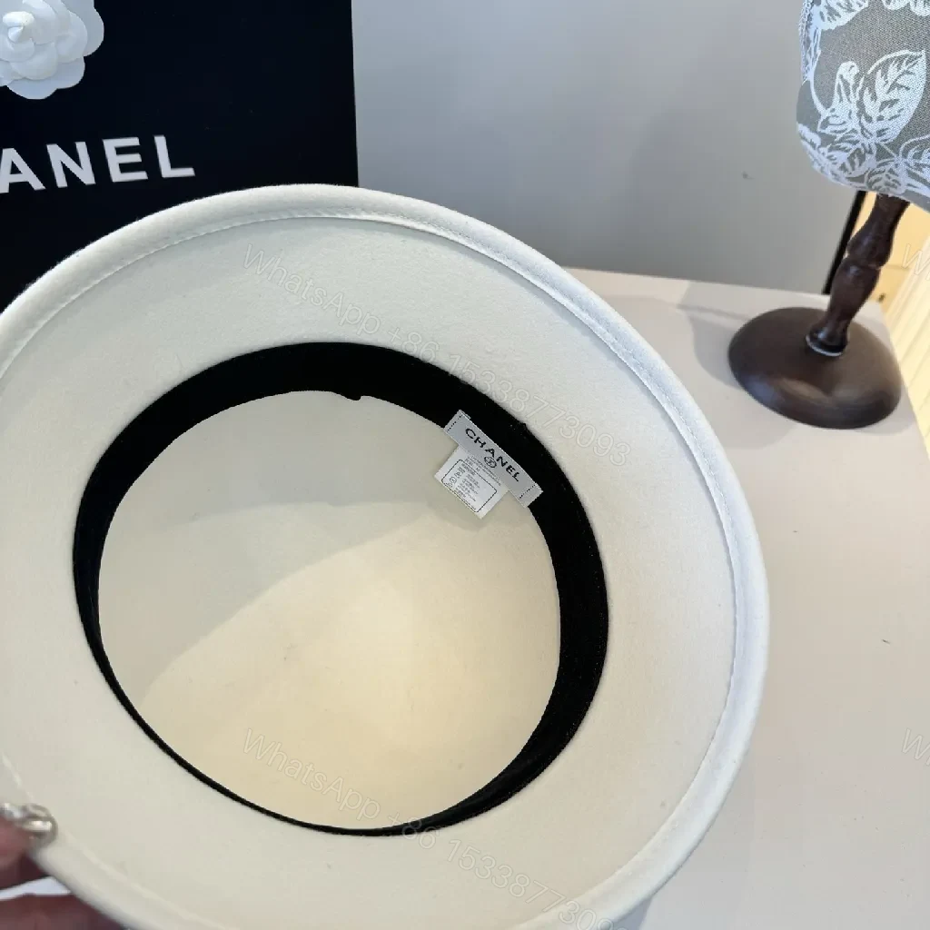 View 9 of White Wool Fedora: Minimalist Chic with Bold Logo Accent
