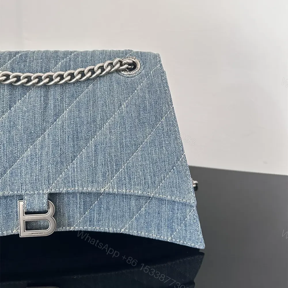 View 4 of 高仿Balenciaga*Crush系列沙漏包牛仔藍S