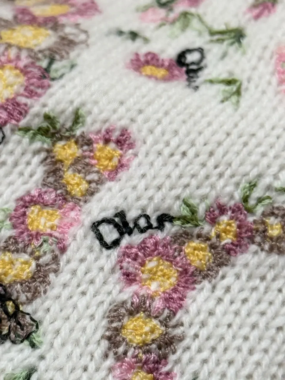 View 4 of Ivory Knit Top: Floral Embroidery Couture Charm