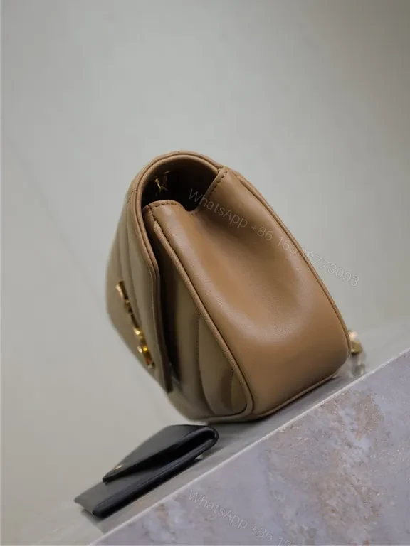 View 4 of Taupe Leather Chic Bag: Quilted Chevron with YSL Accent
