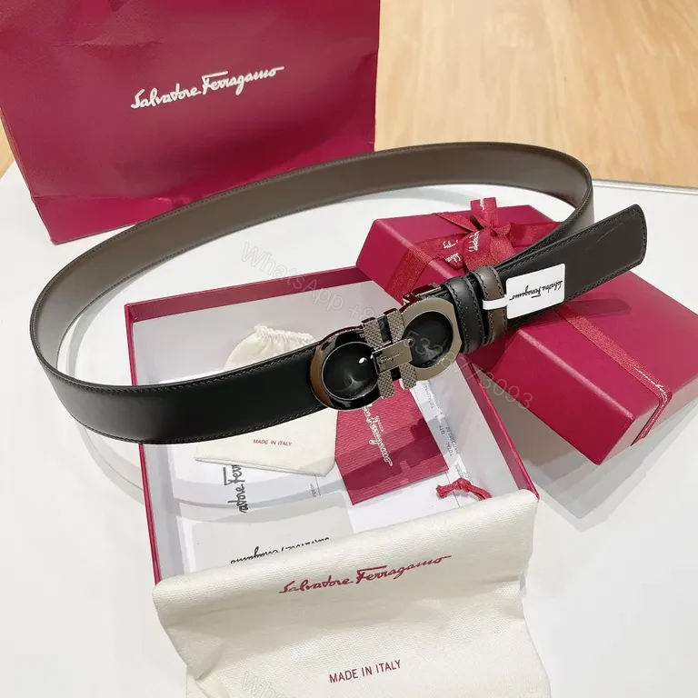 Iconic Gancini Belt — Italian Calf Leather, Gunmetal Buckle, Black Style — view 1