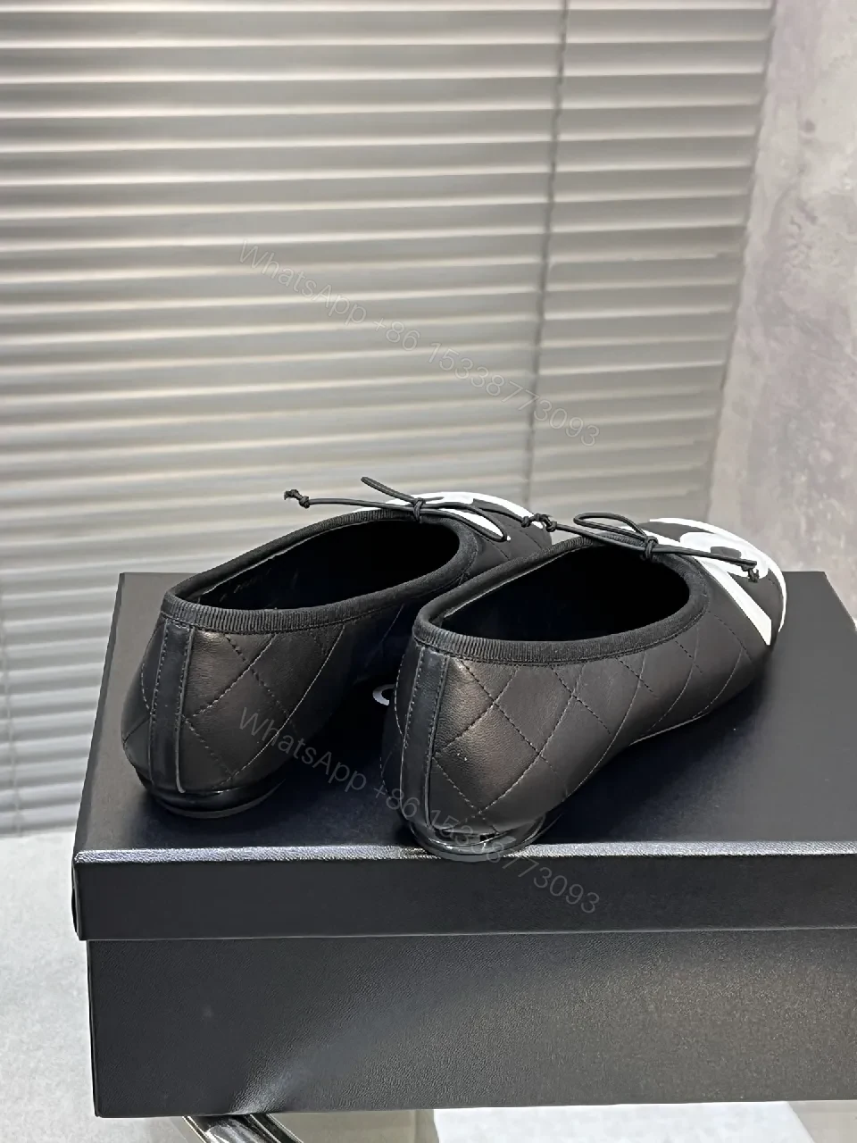 View 9 of Quilted Leather Ballet Flats with Logo Detail