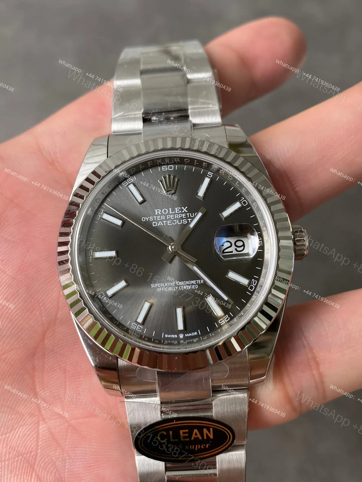 View 4 of Rolex Datejust M126334-0013 1:1 Replica Gray Dial Oyster 41MM 3235 Movement Super Clone Watch
