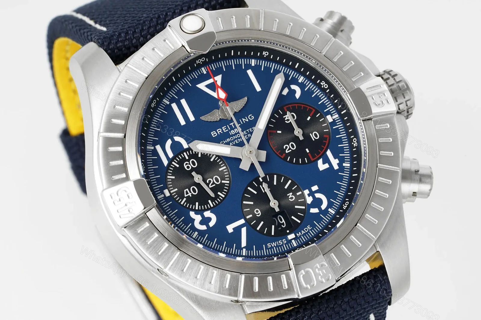 View 2 of Breitling Avenger B01 Chronograph 45 Stainless Steel Blue Dial Black Strap – Folding AB01821A1C1X2
