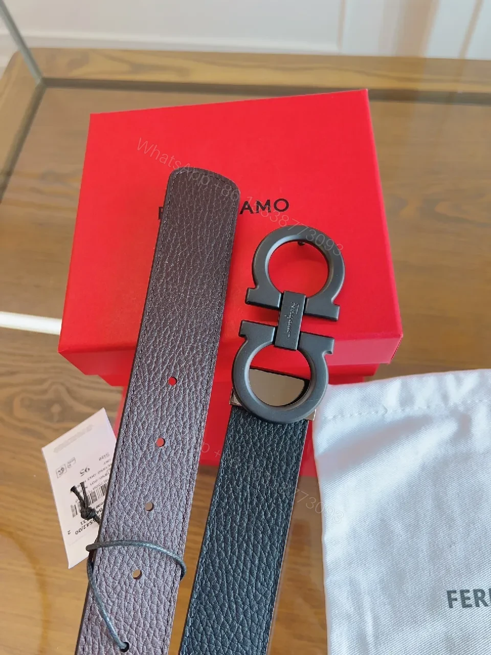 View 8 of Premium Leather Belt with Signature Hardware