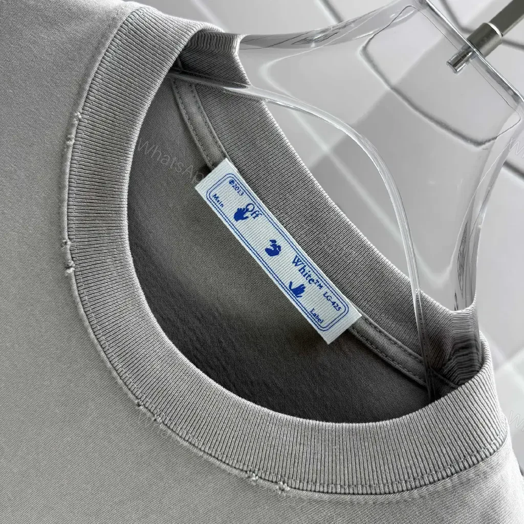 View 5 of Grey Cotton Blend Relaxed Tee with Subtle Logo