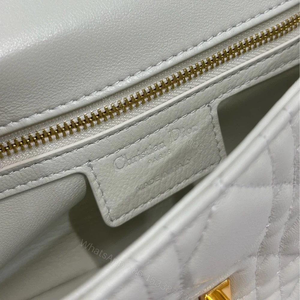 View 9 of 高仿Dior*Caro系列M9241M35U小牛皮鏈條包白色小號免檢版