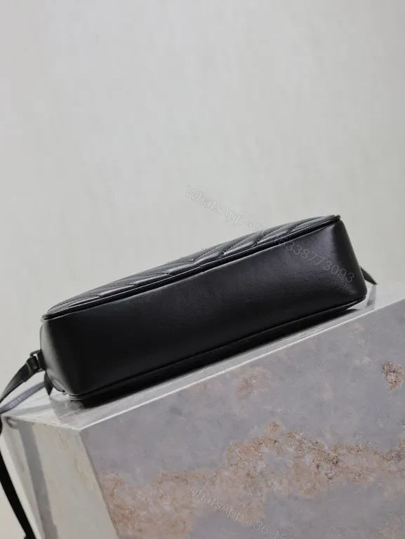 View 3 of Chic Black Quilted Crossbody Bag â€“ Vegan Leather, YSL-Inspired, Compact Luxe