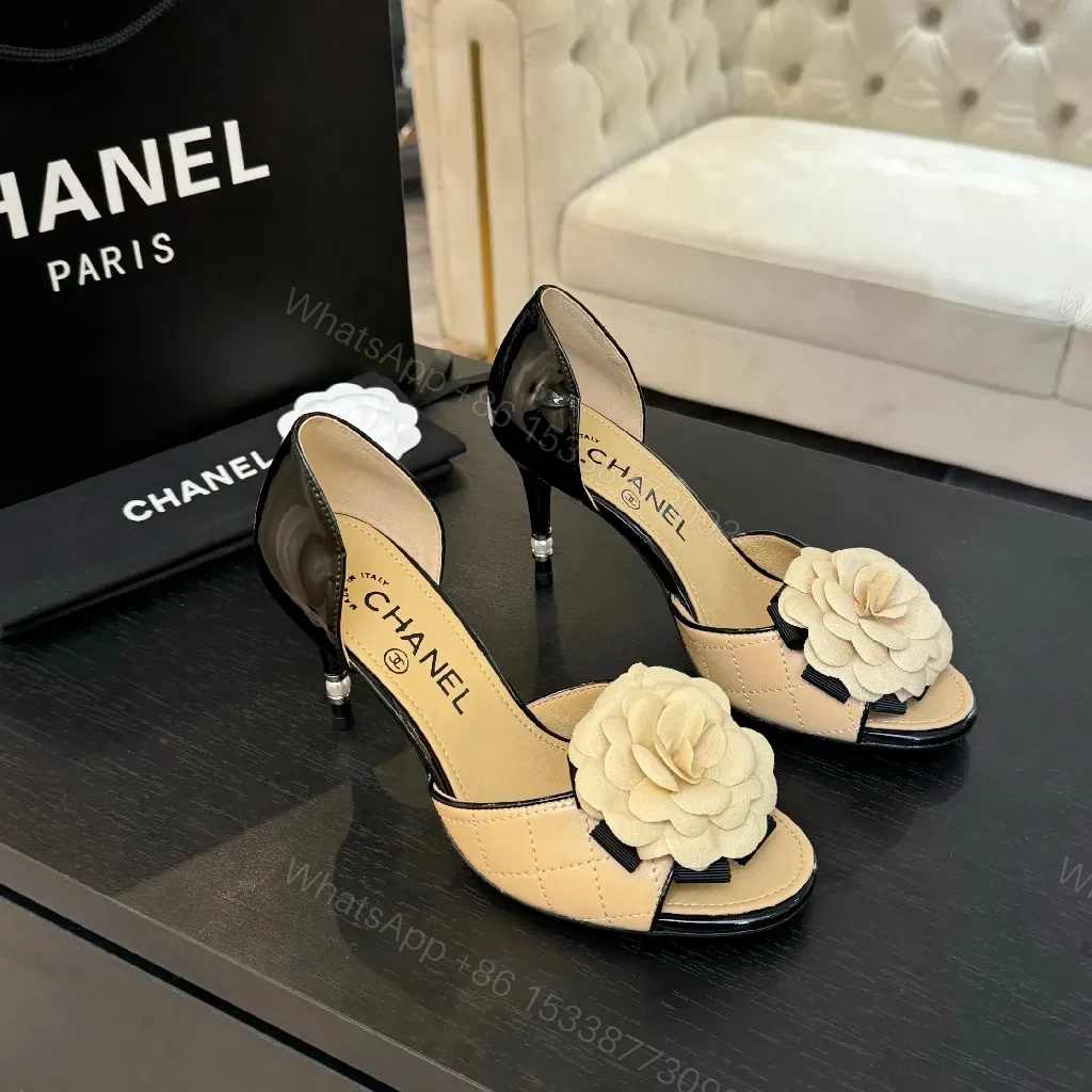 View 6 of Beige Leather Flower Slingbacks: Luxe, Comfortable, Elegant