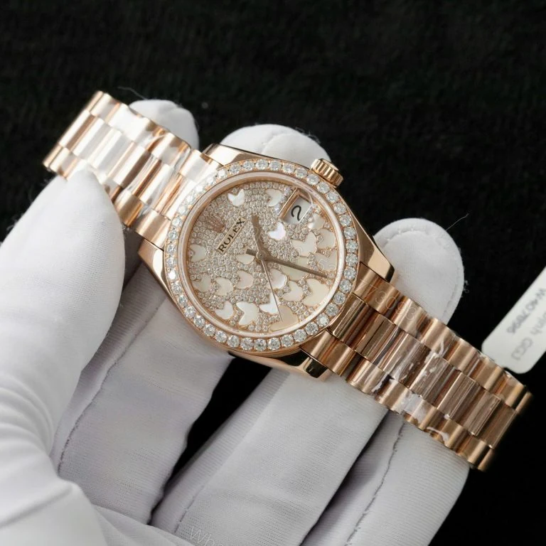 Rolex Datejust 31mm Super Clone Butterfly Dial Rose Gold Wrapped 18K + Moissanite Diamonds — view 1