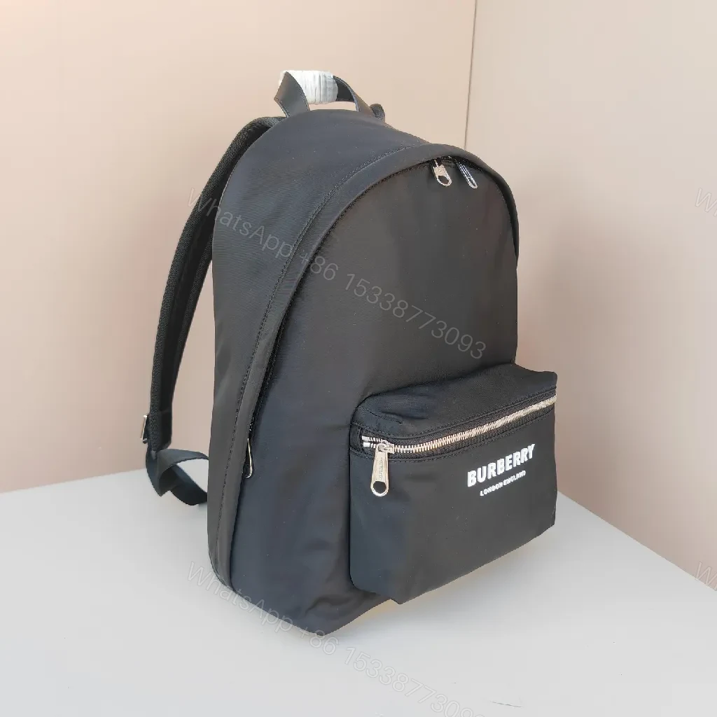 View 8 of Black Nylon Backpack with Front Pocket, Minimal Luxury, Everyday Carry