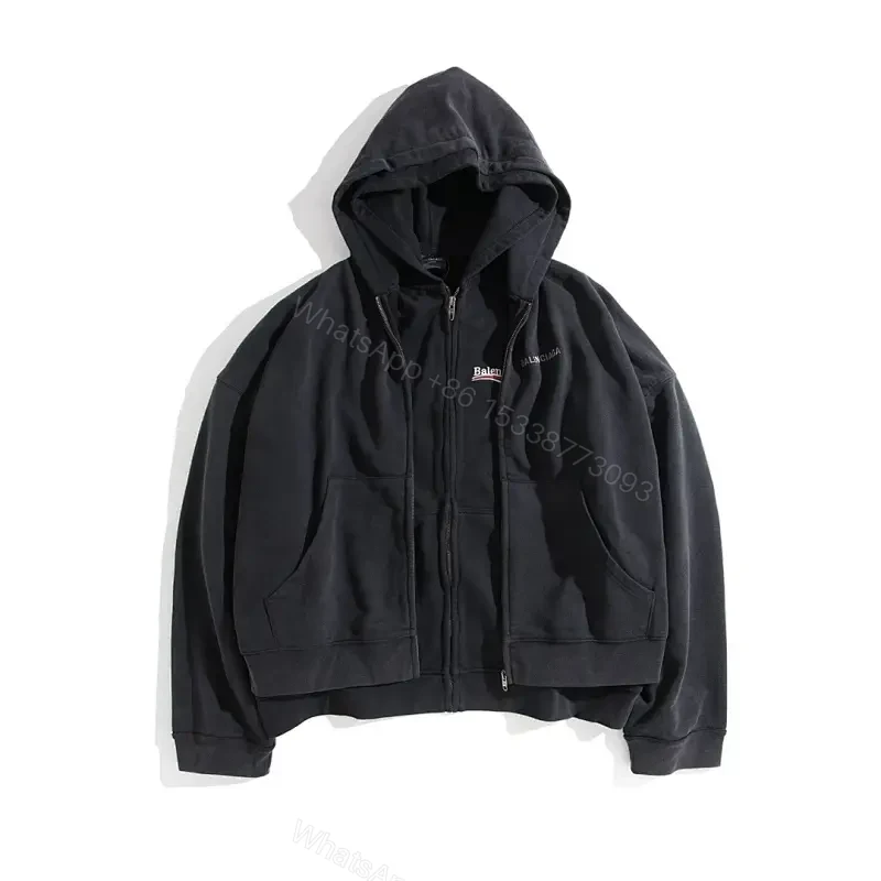 Black Zip Hoodie Jacket: Minimalist, All-Season Layering, Durable — view 1