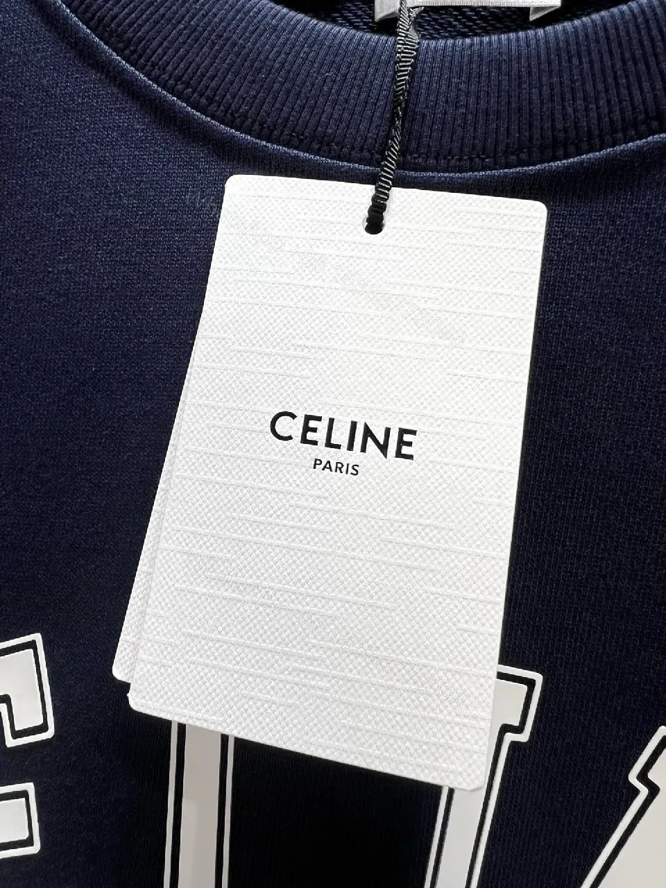 View 9 of Navy Premium Cotton Crewneck: Graphic Luxe Sweater