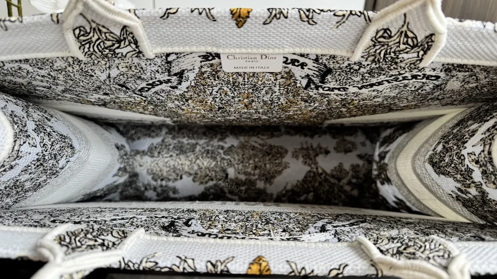 View 9 of Structured Tote: Dior-Print Luxury, Functional Chic Bag
