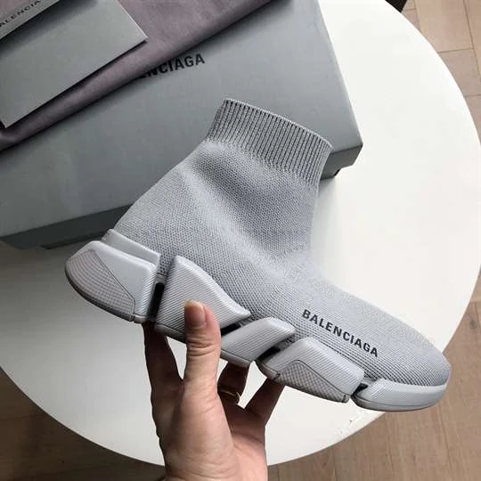 View 2 of BALENCIAGA SPEED 2.0 SNEAKER IN GREY RECYCLED KNIT – BB142