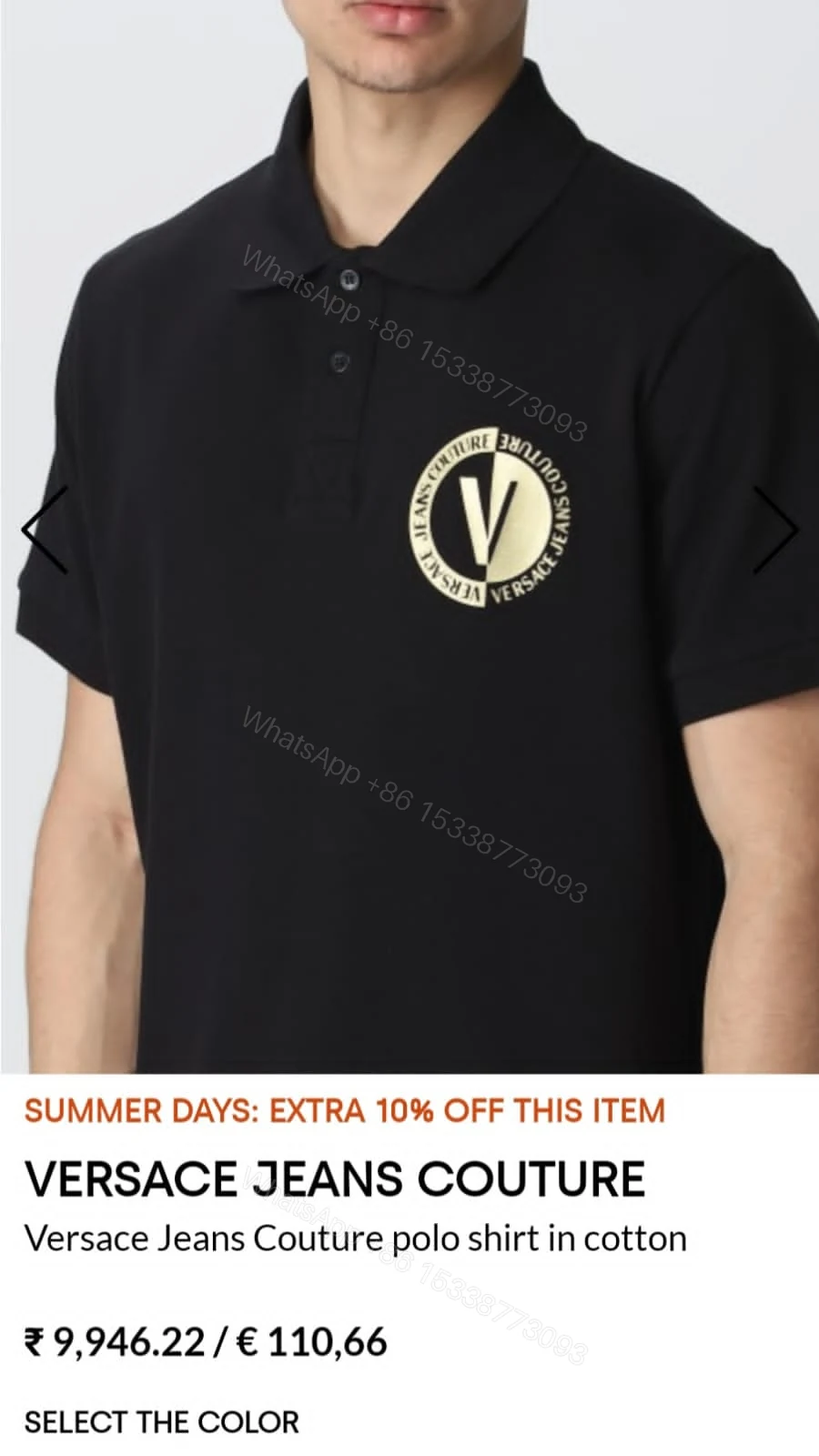 View 4 of FIRST COPY VERSACE EXCLUSIVE COTTON LYCRA COLLAR T-SHIRT