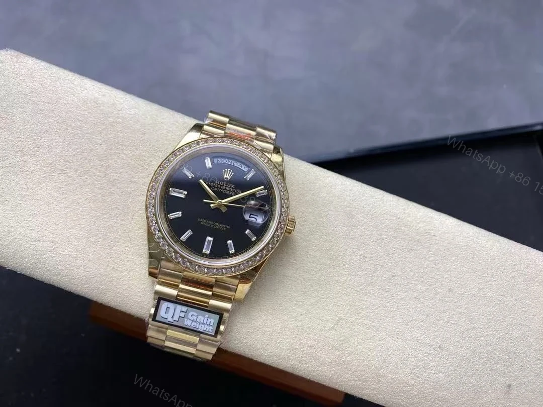View 7 of Replica Rolex Day-Date 228398TBR Yellow Gold & Diamonds Black Dial