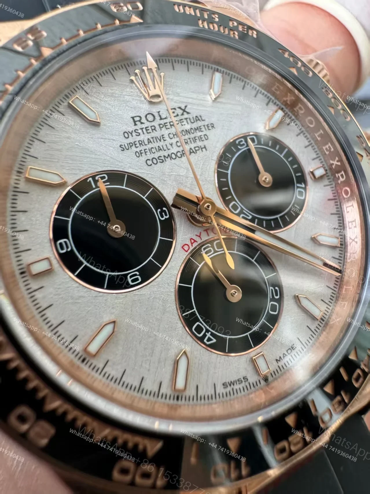 View 7 of Rolex Super Clone Daytona M126515LN-0008 Rose Gold Meteorite Dial 4131 Movement