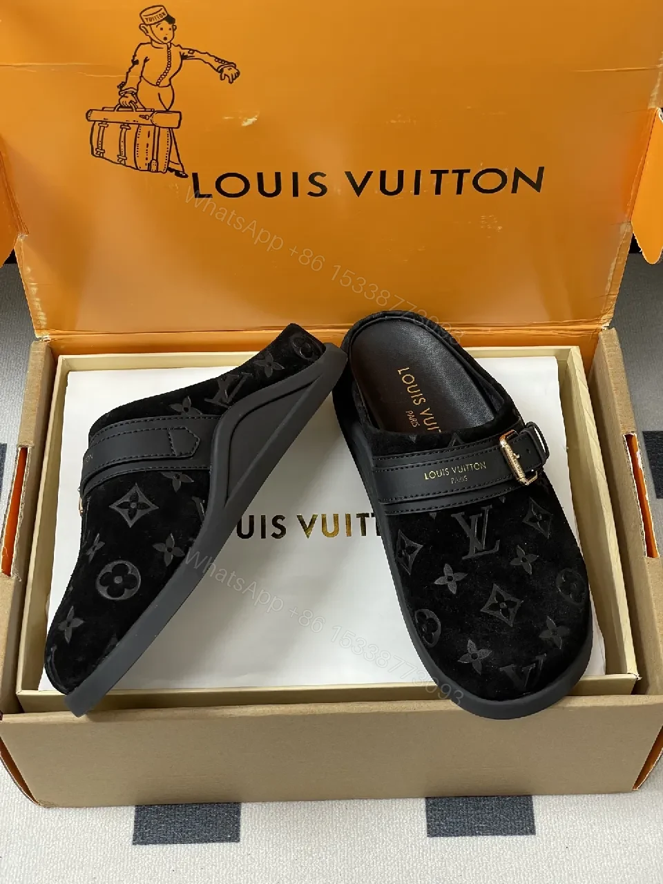 View 3 of Chic Monogram Slip-Ons: Luxe Comfort, Modern Style, Mules
