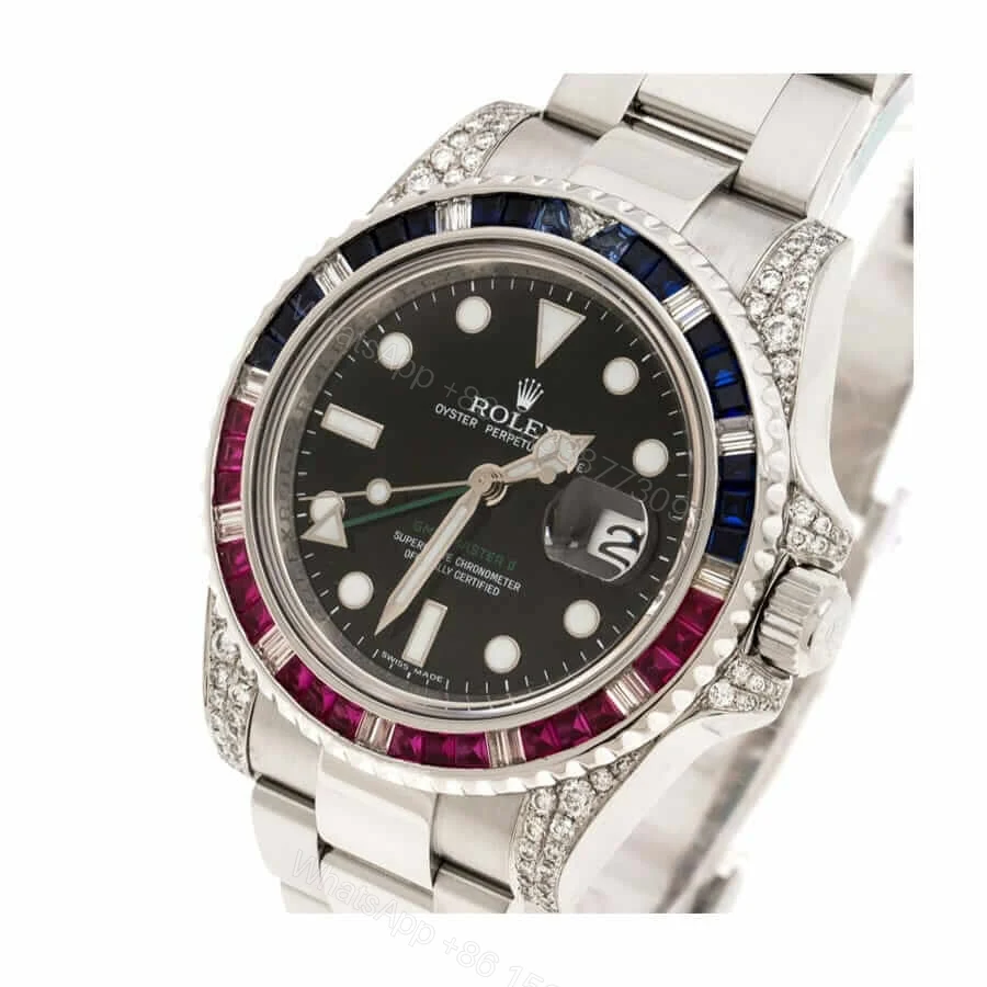 View 3 of Rolex GMT-Master II Super Clone: White Gold Diamond Bezel 40mm