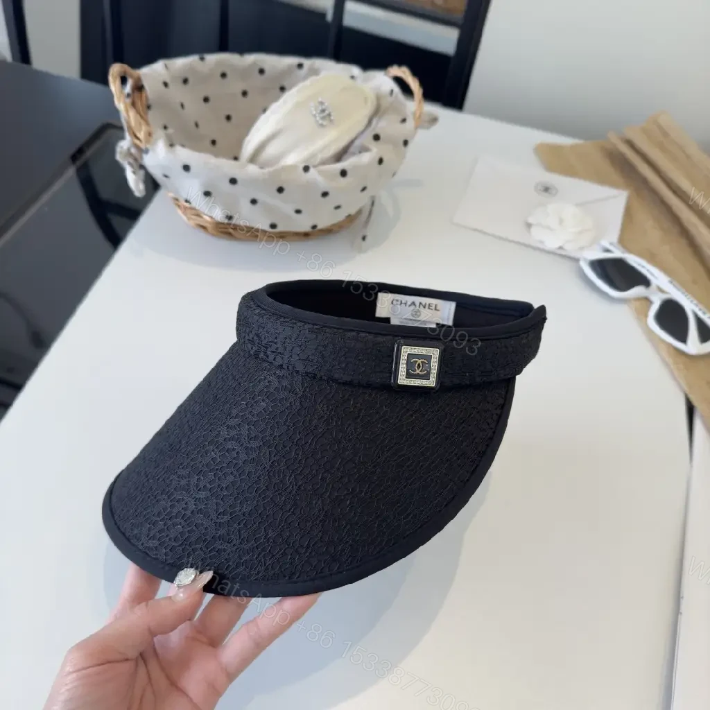 View 2 of Black Lace-Texture Visor Cap: Couture-Edge Sun Shield