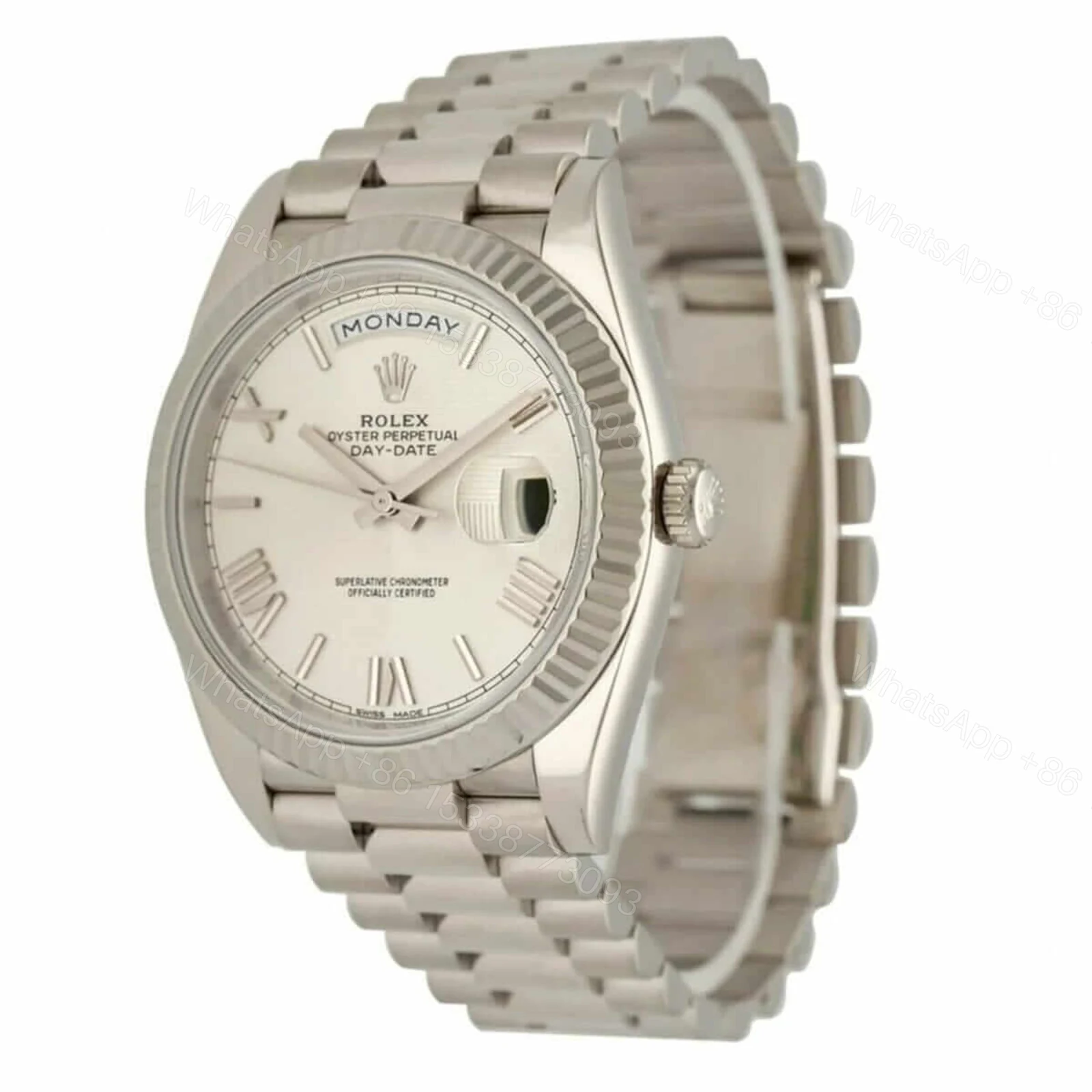 View 2 of Rolex Day-Date 40 228239 EW Stainless Steel White Gold Dial Oyster Replica