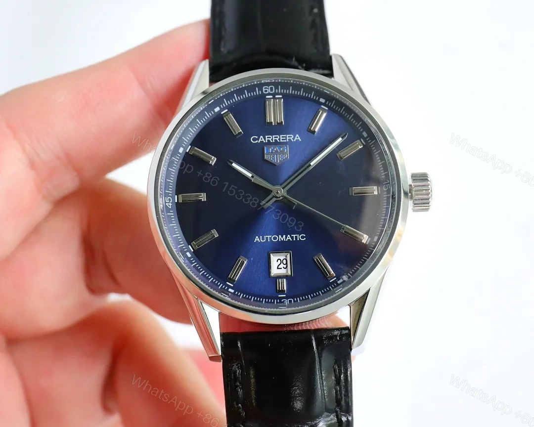 TAG Heuer Carrera Calibre 5 Day Date Stainless Steel Blue Alligator WAR201E.FC6292 — view 1