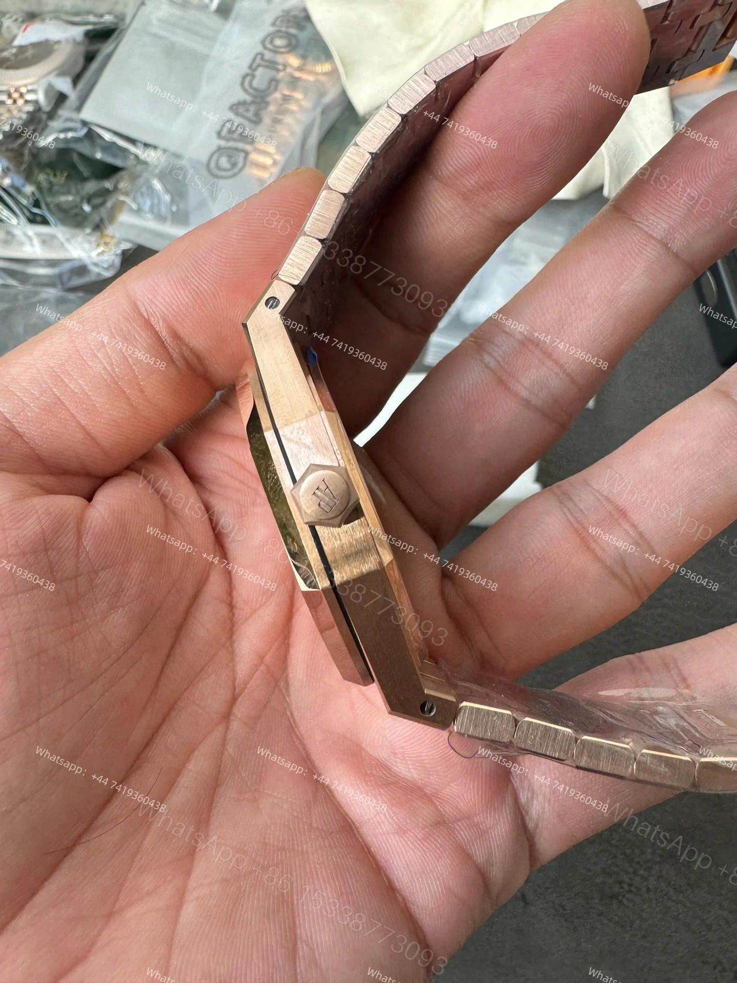 View 7 of Audemars Piguet Super Clone Royal Oak 15407 Rose Gold Skeleton Dial 41MM