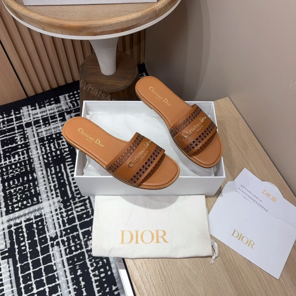 View 8 of 高仿Dior*D-Lane系列KCO157圓頭套腳一字拖鞋棕色免檢版