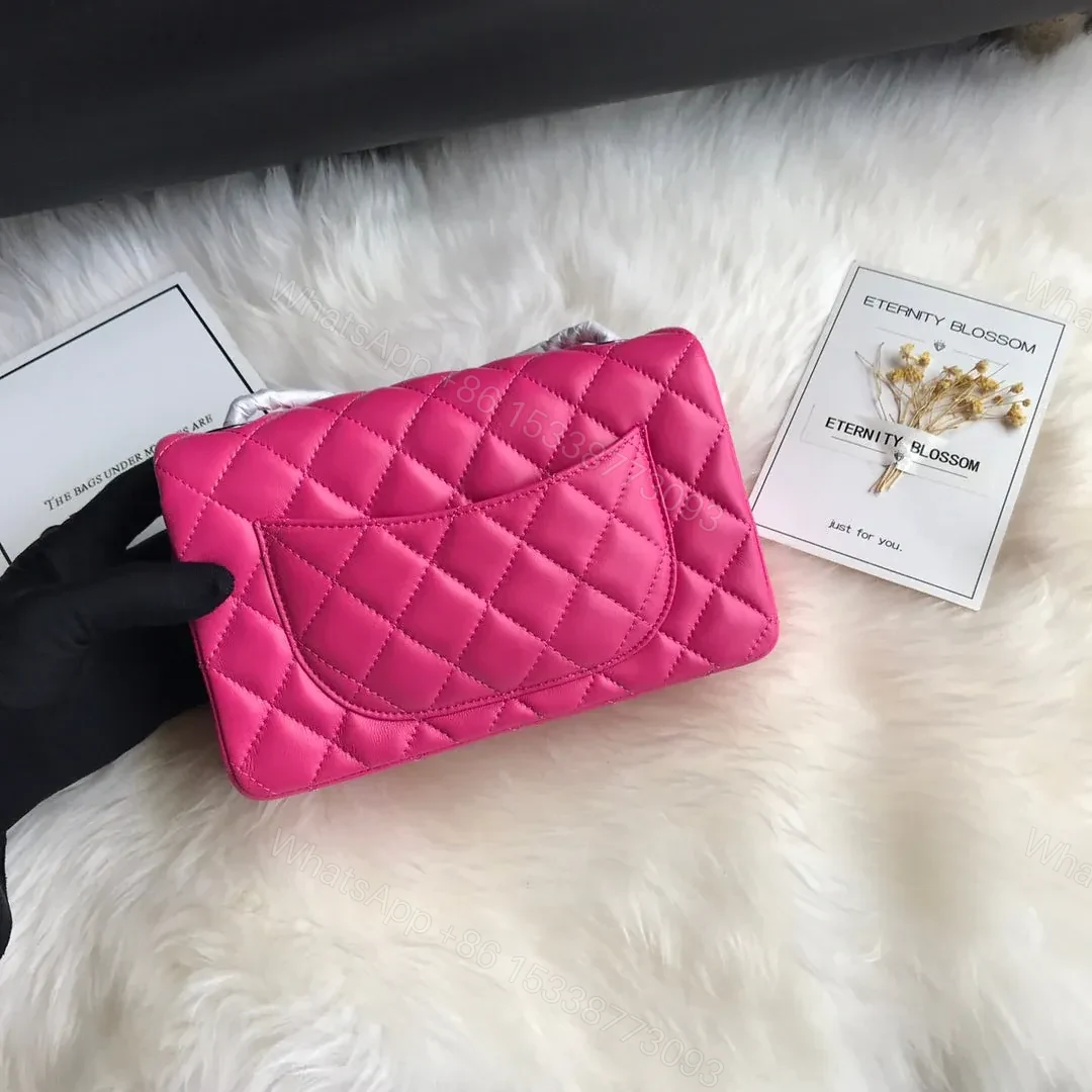 View 7 of CHANEL 20 CLASSIC SMALL DOUBLE FLAP BAG IN DEEP PINK CALFSKIN