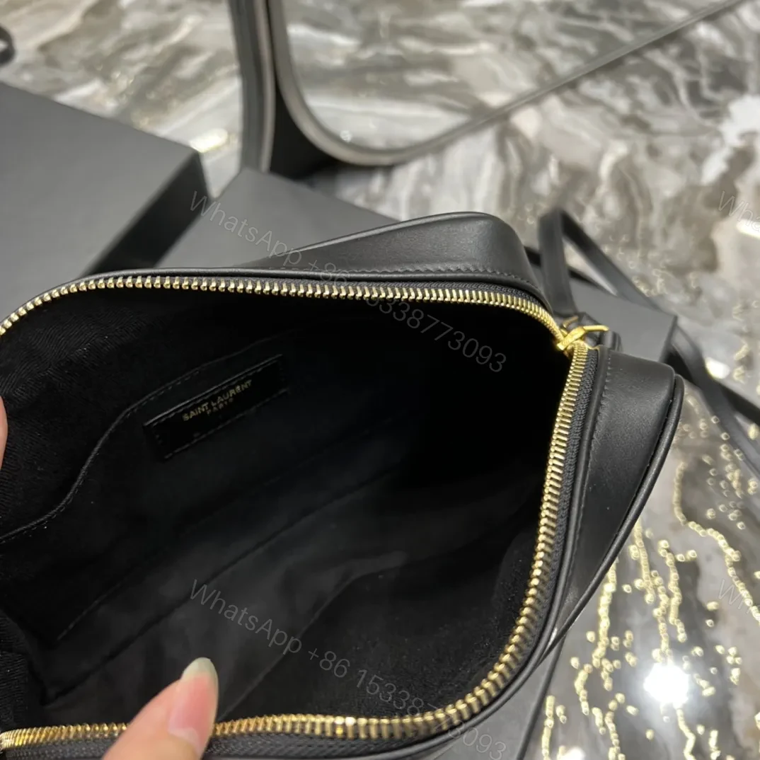 View 7 of SAINT LAURENT Lou Medium Ysl Striped Canvas Camera Crossbody Bag In Grey Cream
