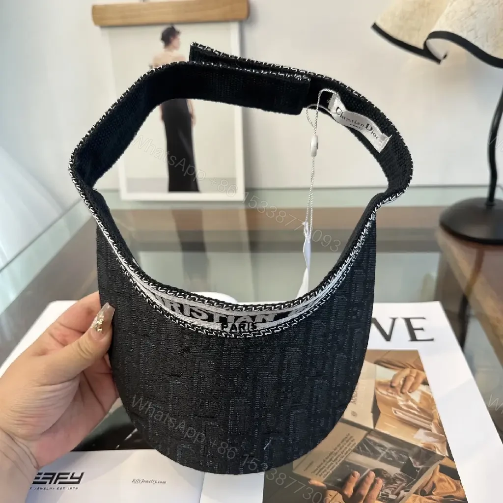 View 5 of Black Textured Visor Cap with Geometric Pattern and Embroidered DIOR