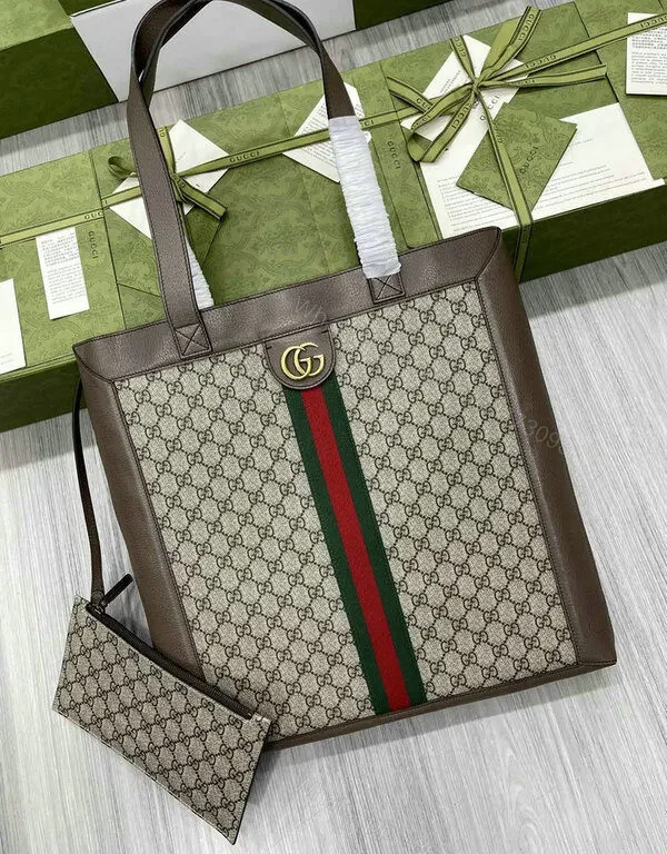 Gucci Large Tote Beige and Brown made of PVC and Genuine Leather YU335 — view 1