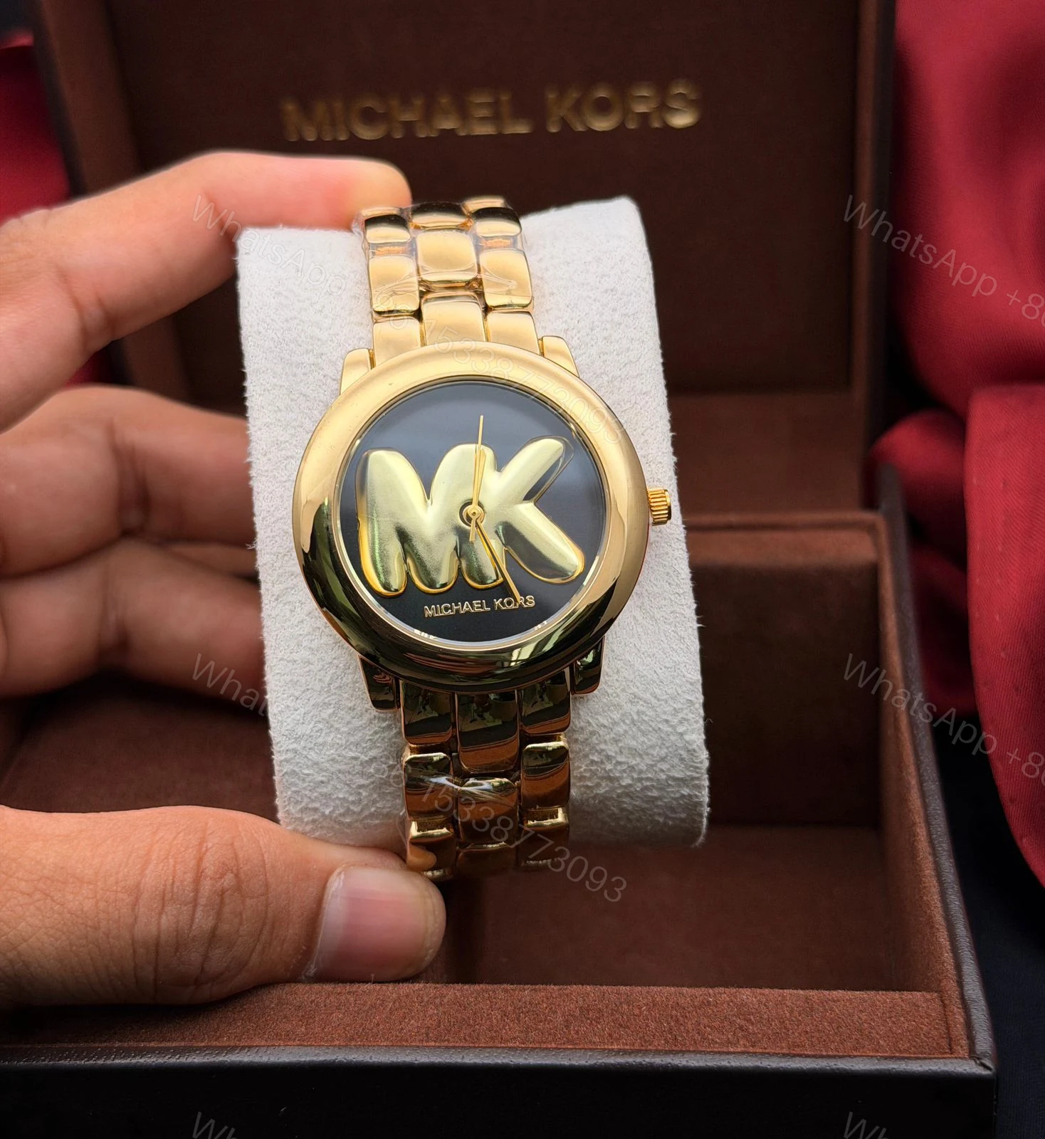 Michael Kors Ladies Watch Golden Dial Chain First Copy | AAA+ Replica — view 1