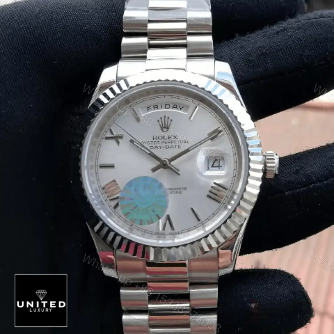 View 3 of Rolex Day-Date 40 228239 EW Stainless Steel White Gold Dial Oyster Replica
