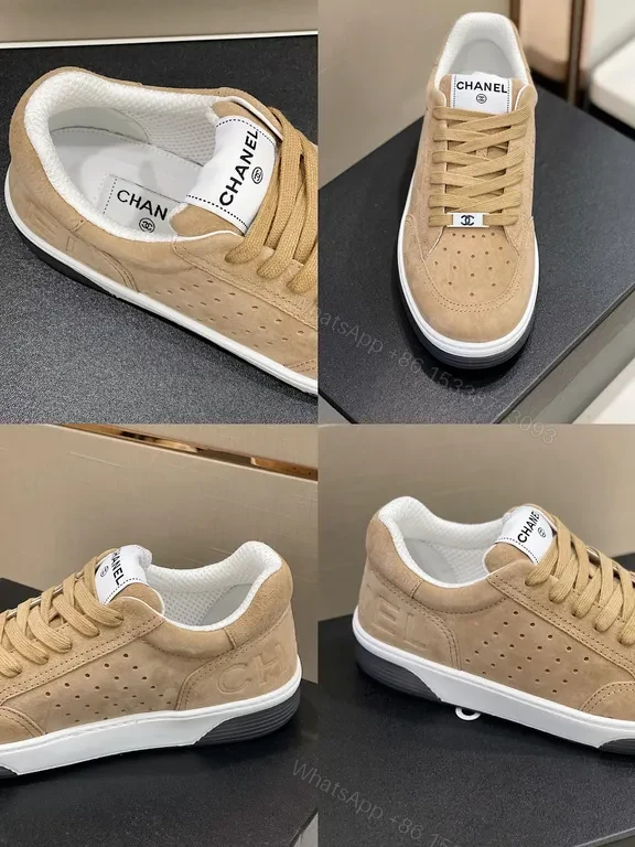 View 4 of Neutral-Tone Suede Sneaker with Chanel-Inspired Detail