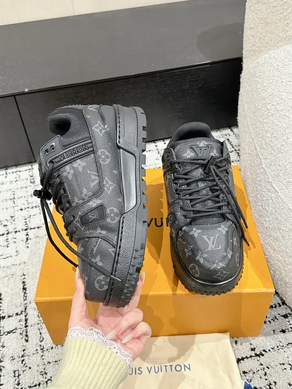 View 6 of Monochrome LV-Style High-Tops with Subtle Patterned Monogram Sneakers