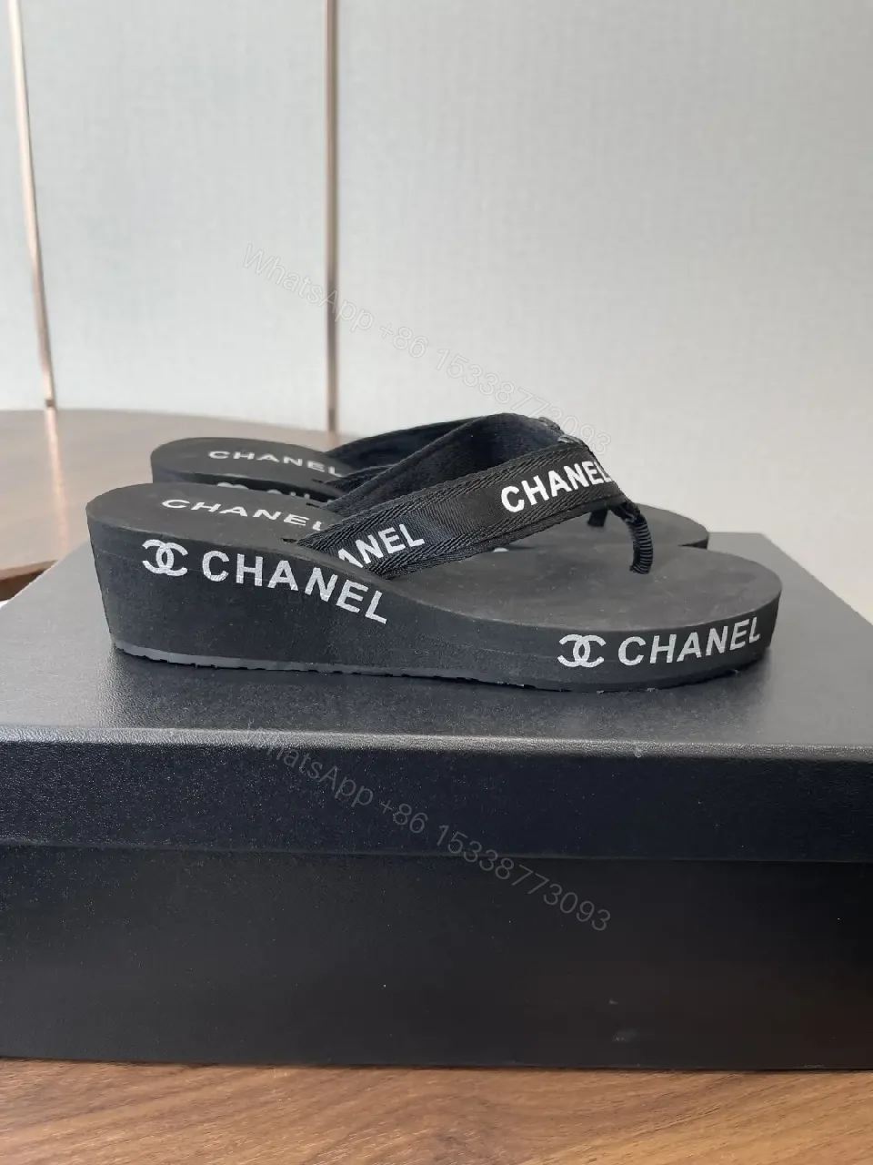 View 8 of Black Faux-Leather Flip-Flops: Luxe Minimalist Comfort