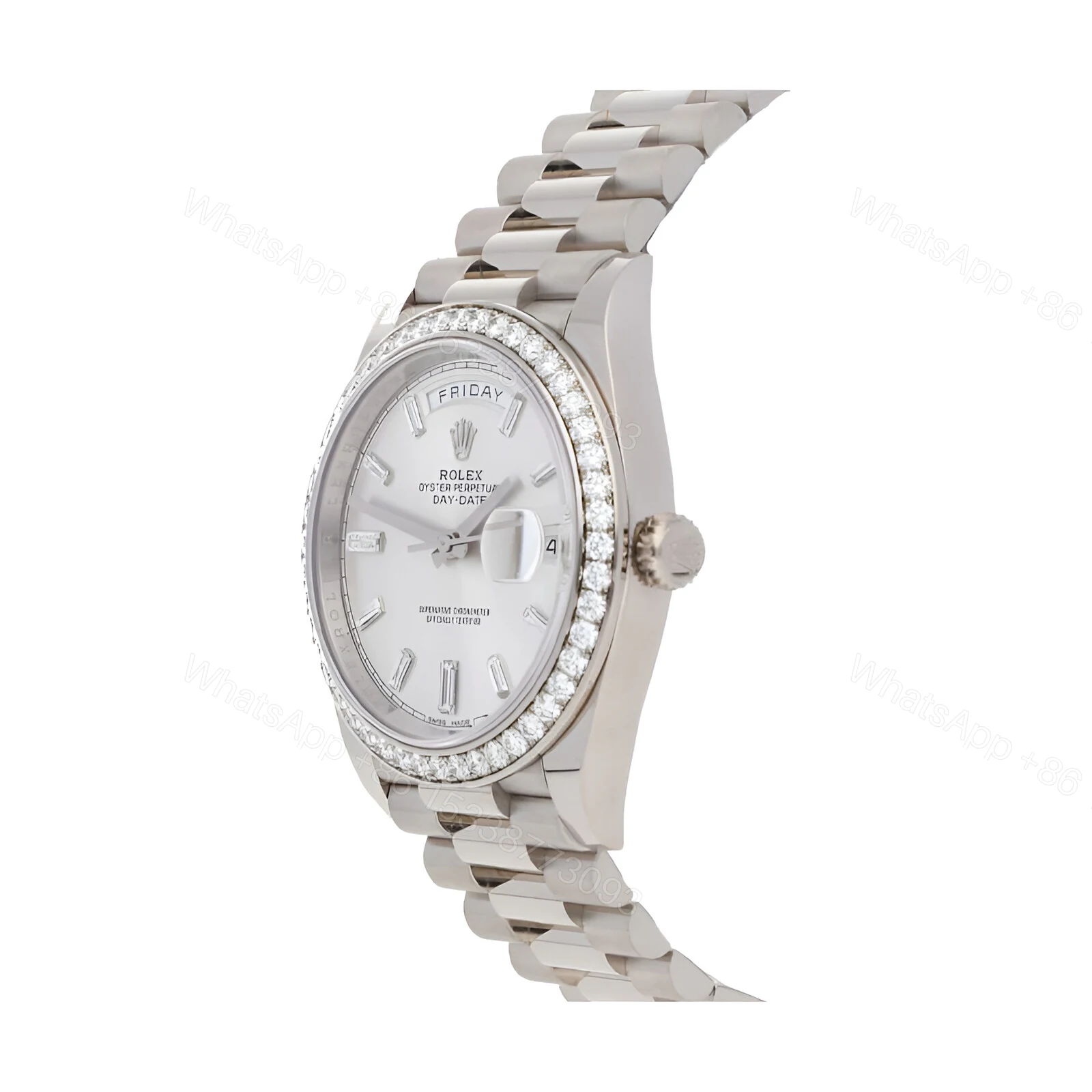 View 2 of Rolex Day-Date 228349RBR Diamond Bezel Sundust Dial Replica