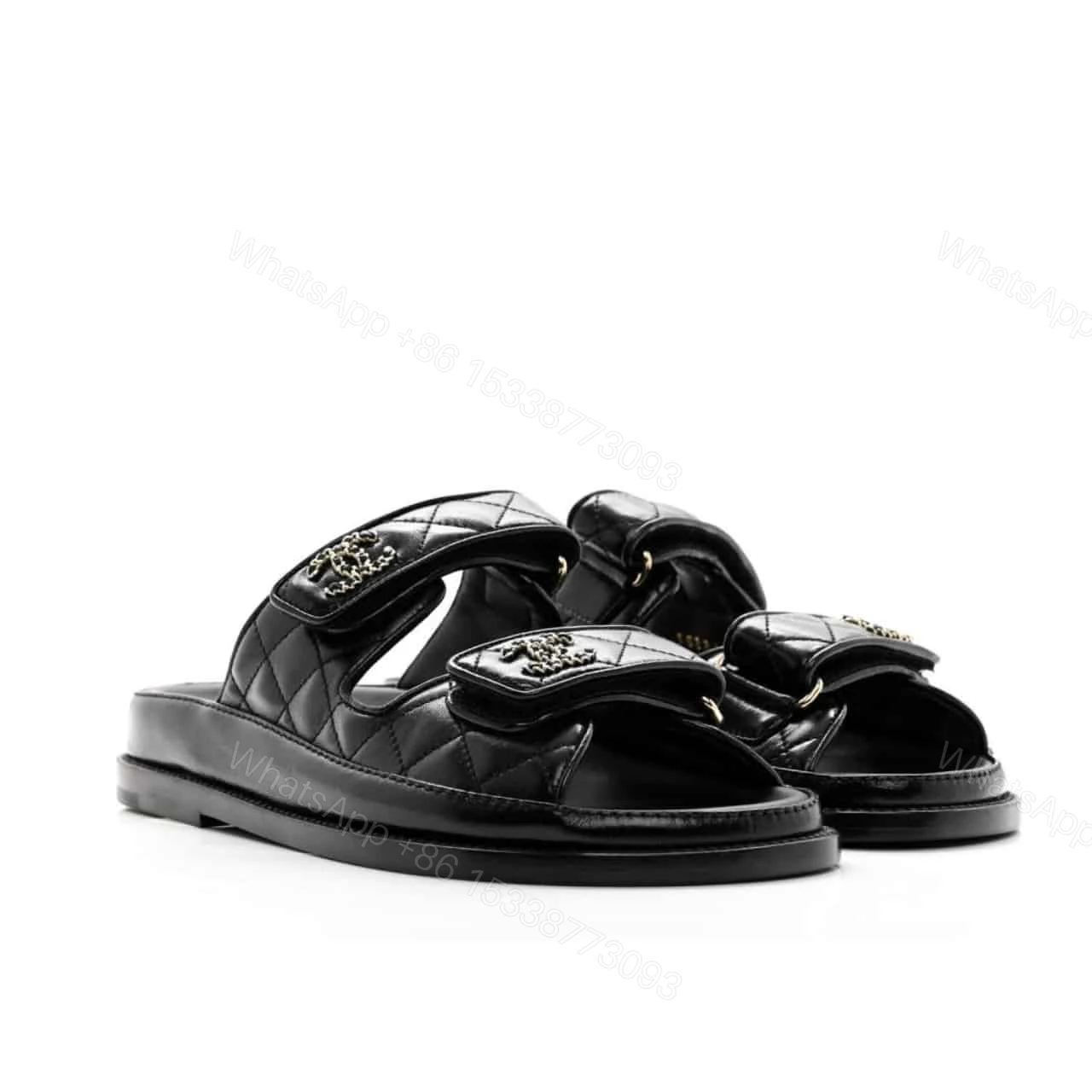CHANEL CC DIAMOND QUILT SANDAL BLACK G45507 B15805 94305 — view 1