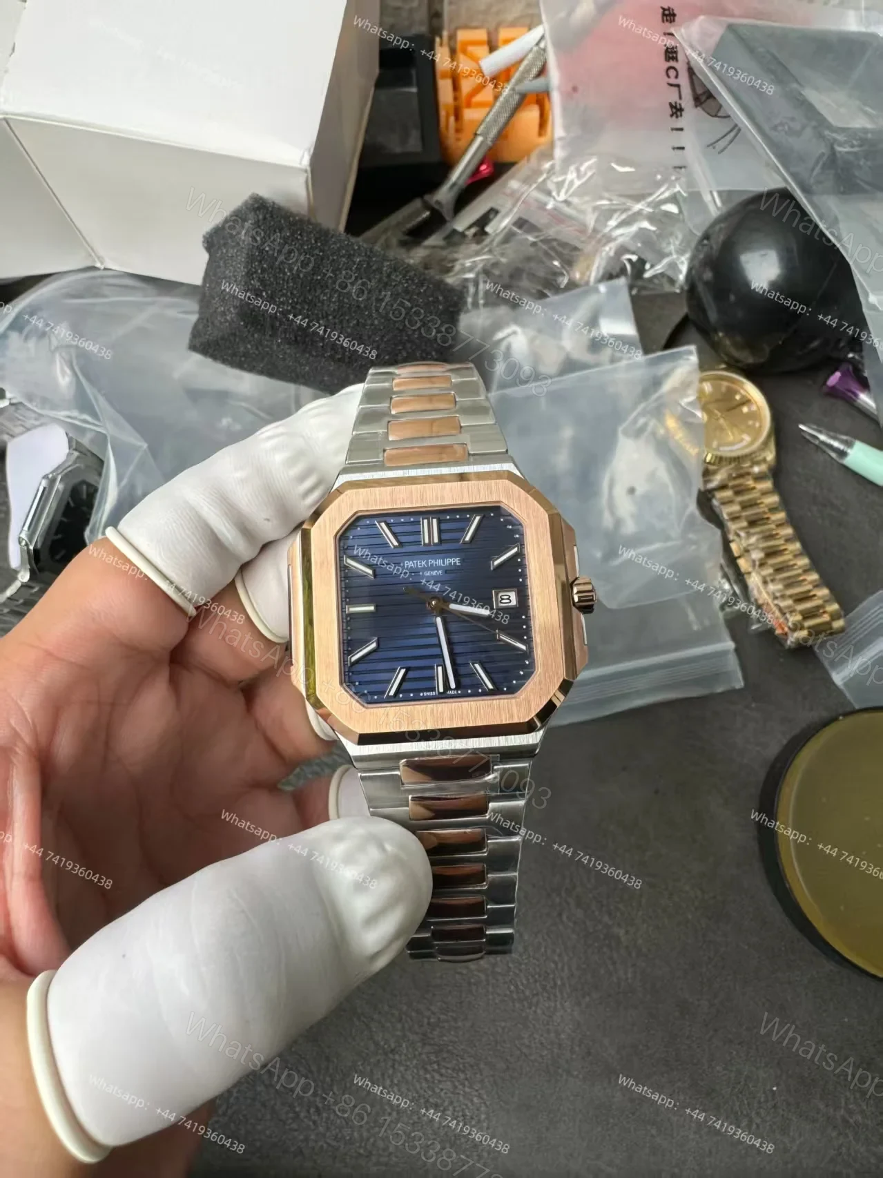 View 4 of Patek Philippe Super Clone Cubitus 5821/1AR-001 Gold & Steel Blue Dial 45MM
