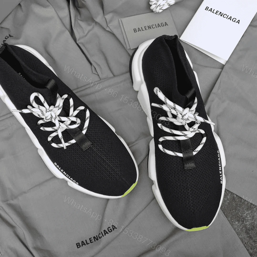 View 6 of BALENCIAGA SPEED TRAINER LACE UP BLACK WHITE – BB16